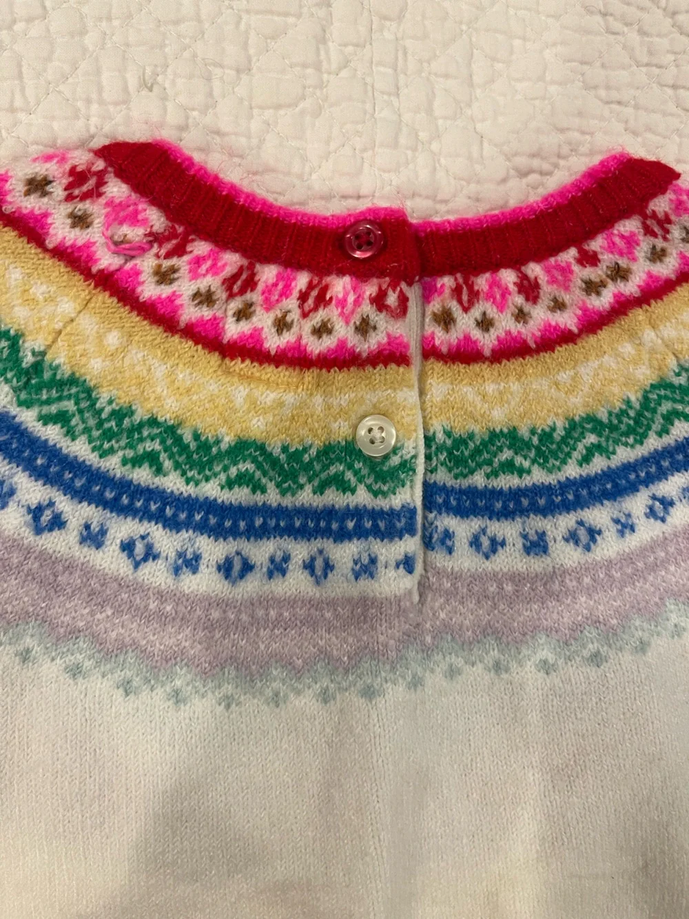 Baby GAP White Knit Sweater Rainbow Fair Isle Yoke 18-24 Months Feminine PRIDE
